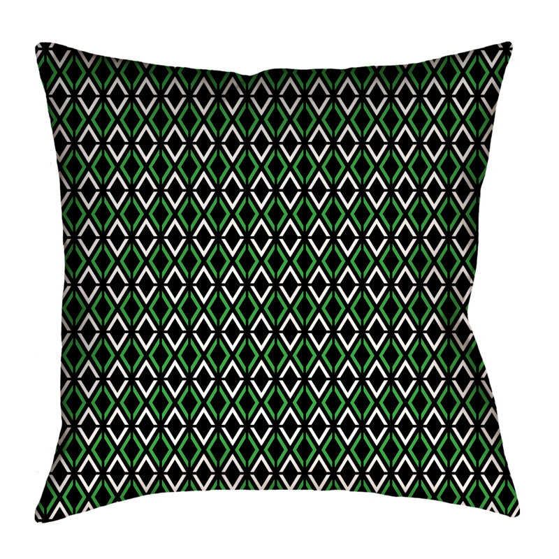 Katelyn Elizabeth Ikat Reversible Throw Pillow, 36" x 36", Black/Green