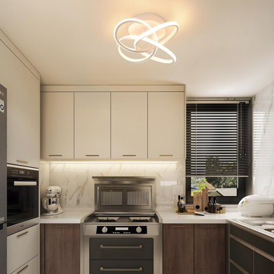 1-Light 32cm Modern LED Semi Flush Mount with 4-Petal Flower Design