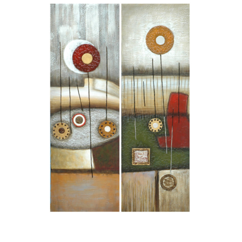 «Circles and Strings», ensemble de 2 reproductions sur toiles tendues