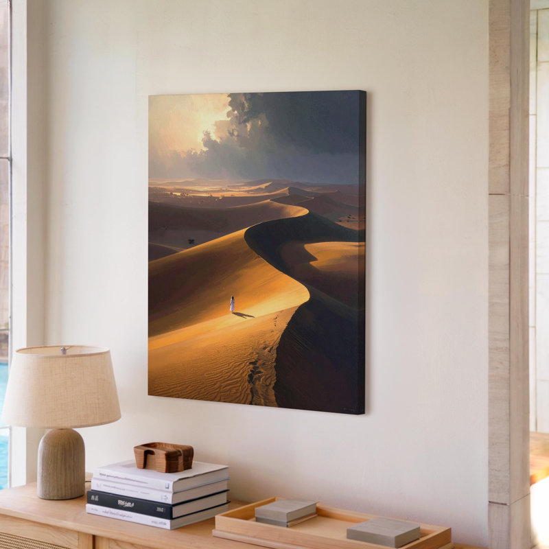 Toile solitude dans le désert, H 9 po x l 12 po