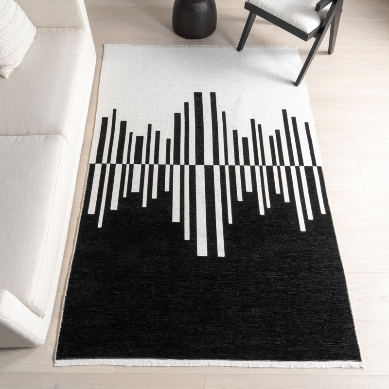 Olea Abstract Machine Washable Area Rug, Rectangle 4' x 6'