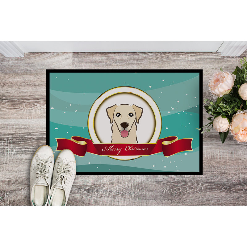 Tapis de porte pour l’extérieur anti-dérapant golden retriever merry, Rectangle 2 pi x 3 pi