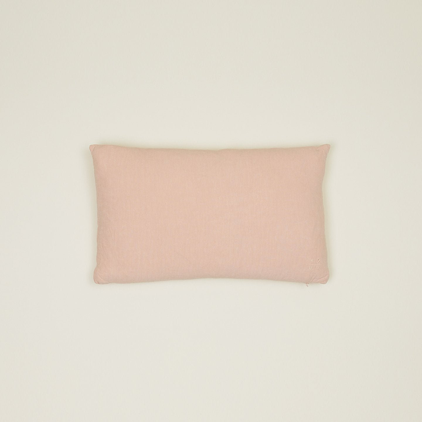 Simple Embroidered Linen Throw Pillow, Blush, Rectangle 12" H x 22" W