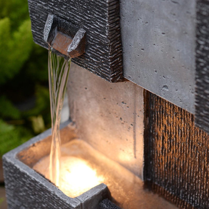 Galust Hand Crafted Weather Resistant Rock Fountain with Light