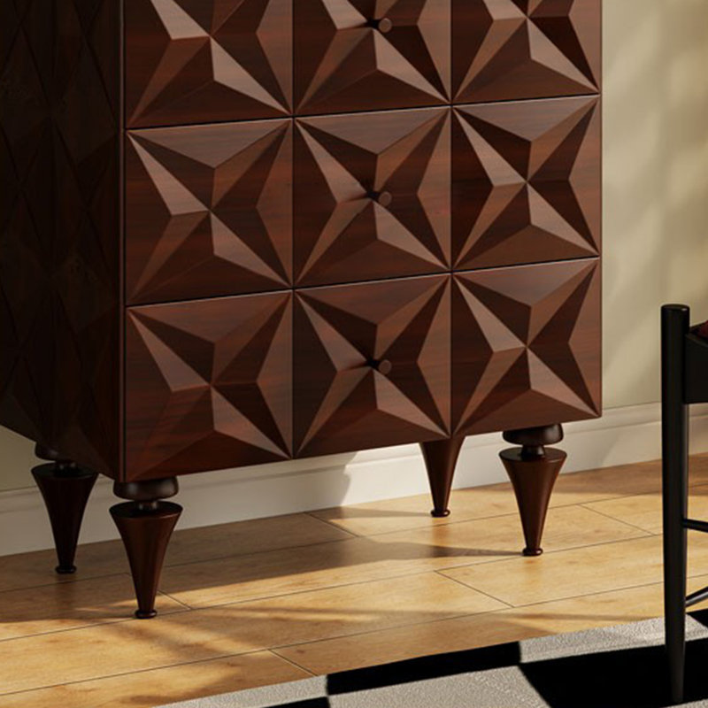 Armoire d'appoint rétro de style français sculptée, Brun
