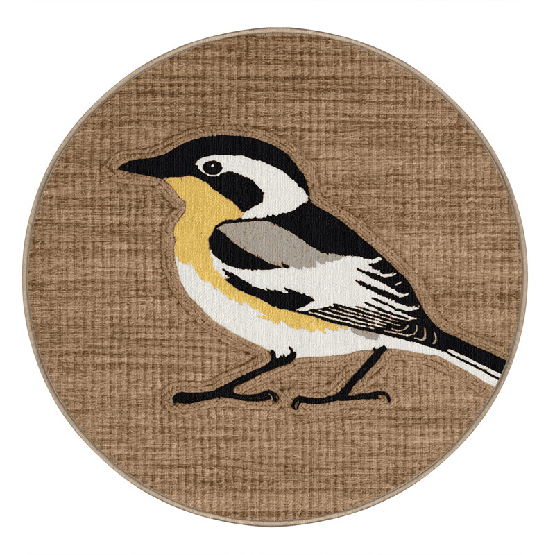  Tapis lavable à motif d'oiseaux bananes, Rond 4 pi