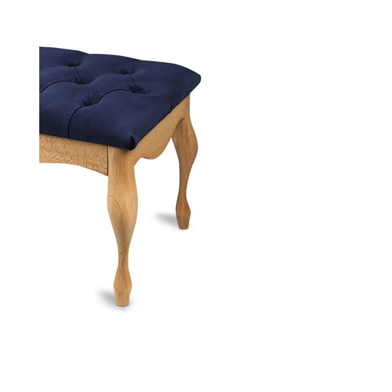 Keeter Velvet Upholstered Bench, H40 x W100 x D40cm, Blue, Natural