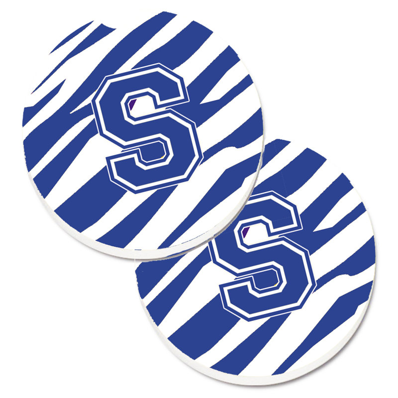 Sous-verre à cogramme initial de q tiger, S, Bleu / Blanc