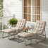 Patio Lounge Chair With Ottoman, Outdoor Egg Chair With Thick Cushions, Set Of 2