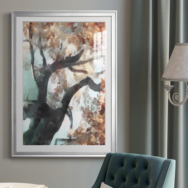 Arbre d'automne I - reproduction de cadre photo, Cadre argenté, H 36,5 po x l 26,5 po x P 1 po