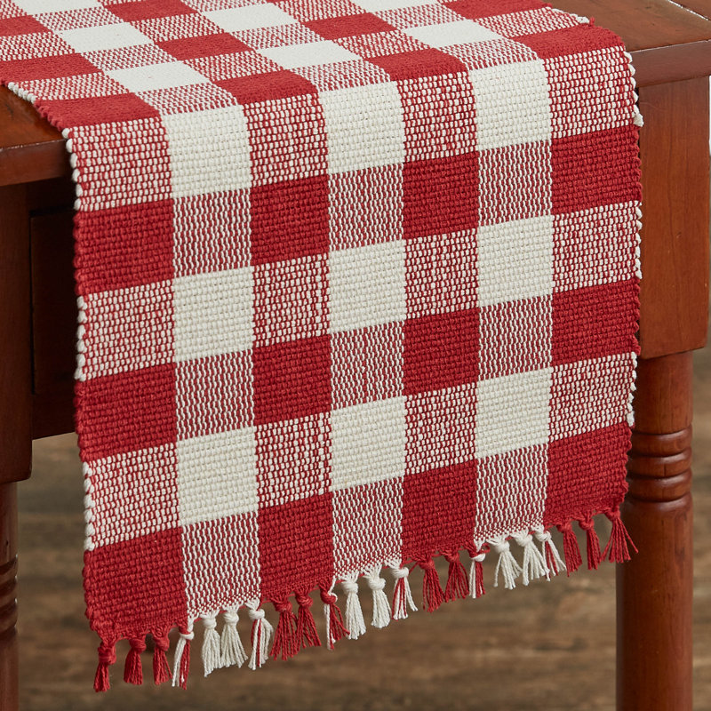 Serles Rectangular Checkered Table Runner, Multicolor, 36" x 13"