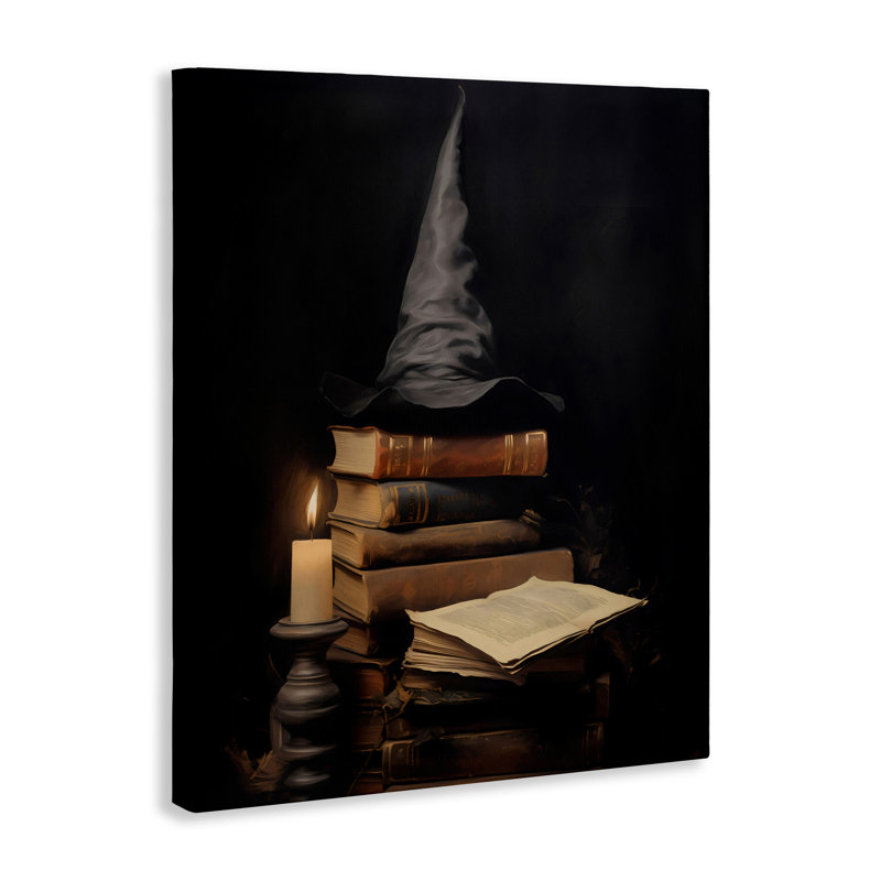 Bibliothèque et toile de chapeau de sorcière, design par LSR Design Studio, H 20 po x l 16 po
