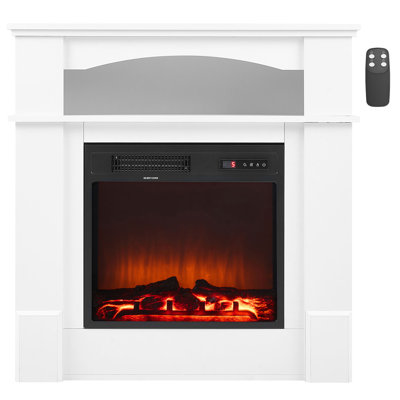 White Freestanding Electric Fireplace Stove, 1500w 5120btu, Adjustable Flames, Timer, Remote, For Living Room And Bedroom 33 Inch Stove With 3d Overheating Protection