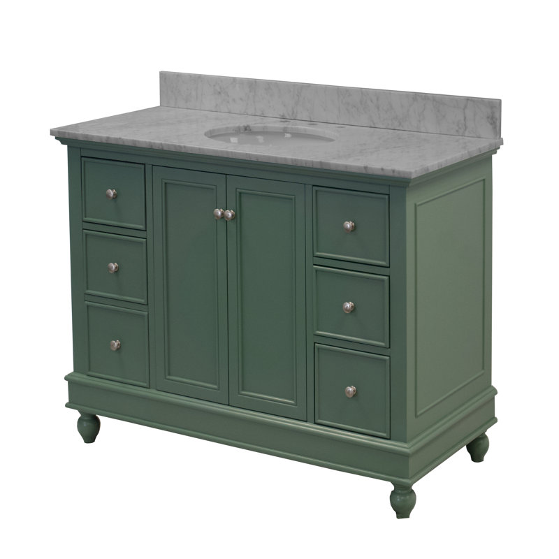 Ensemble de meuble-lavabo simple 48 po Ferdinand, Marbre de Carrare, Vert sauge