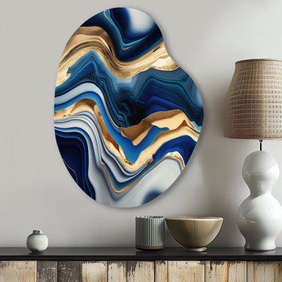 Jaffe - Transitional Asymmetrical Print on Metal, Modern Unique Shape Metal Wall Decor