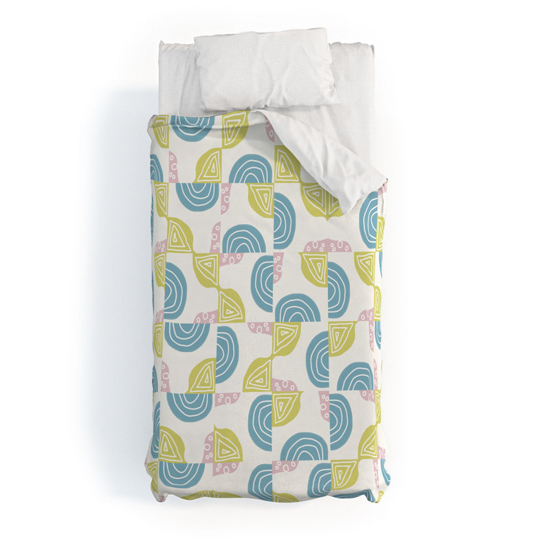 Housse de couette en coton bleu / rose / vert Mirimo, Housse de couette pour lit simple