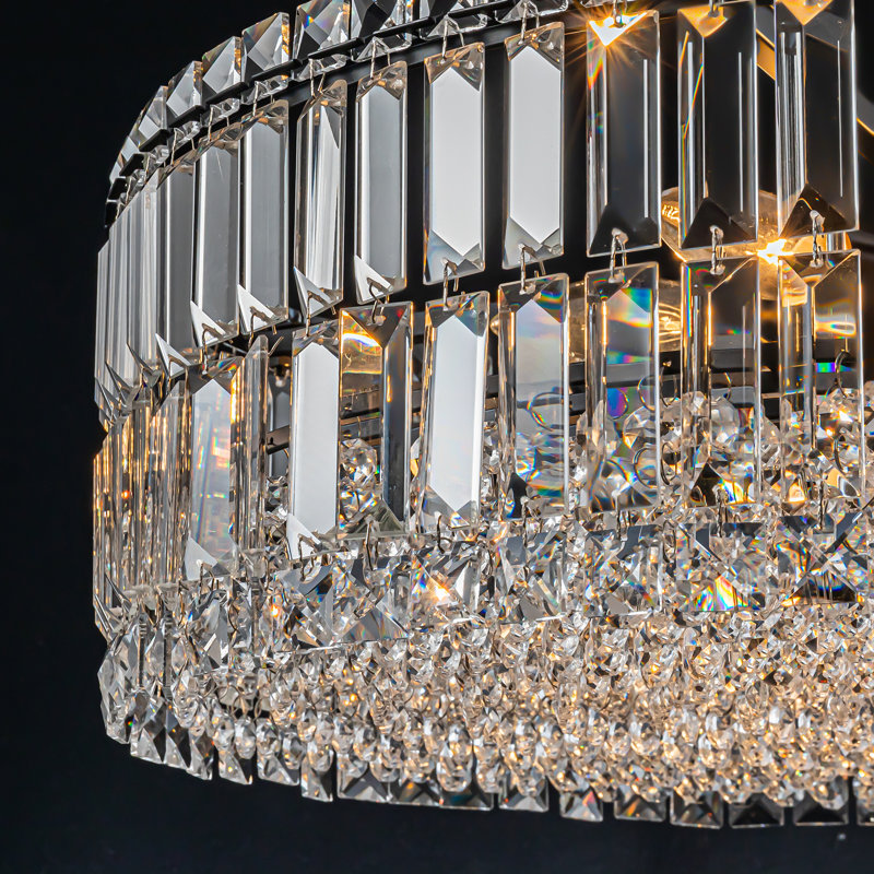 Lustre tambour à intensité variable Gormady, Noir mat, H 8,9 po x l 23,6 po x P 23,6 po, 8