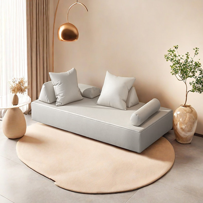 Chaise longue intérieure confortable, siège large, Accoudoir à gauche (vu de face), Beige