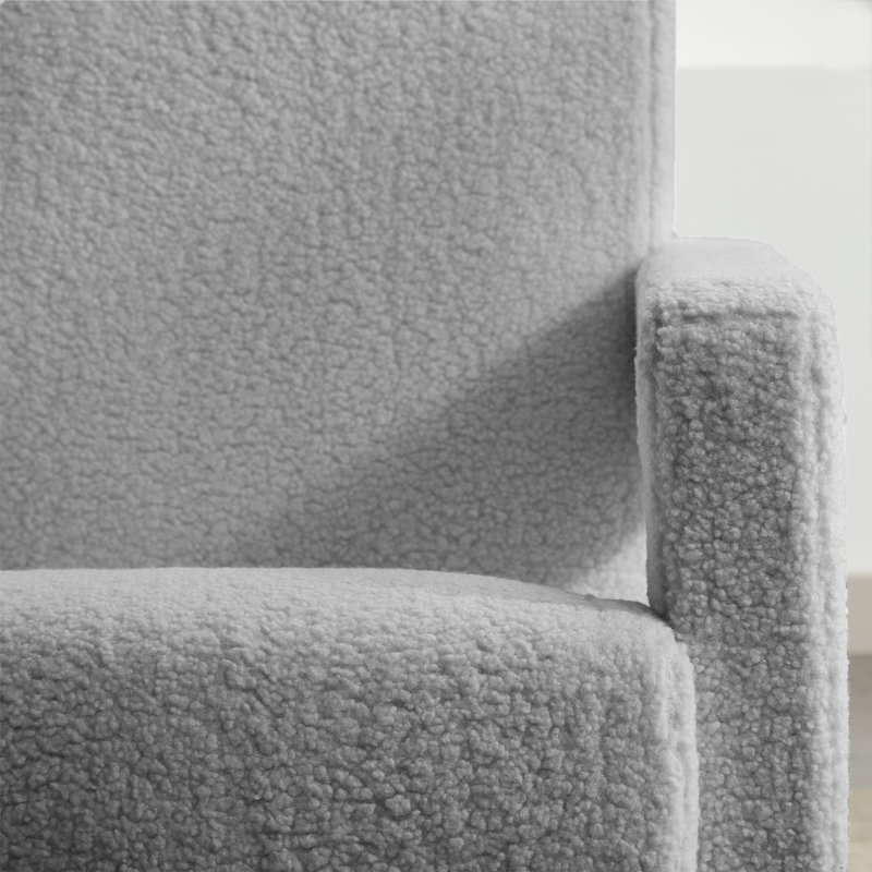 Fauteuil d'appoint rembourré en laine d'agneau moderne, Gris