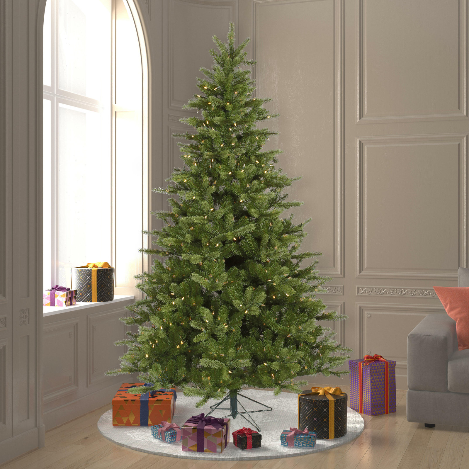 Pre-Lit Spruce Christmas Tree, 9' H, Clear/White Dura-Lit® LED