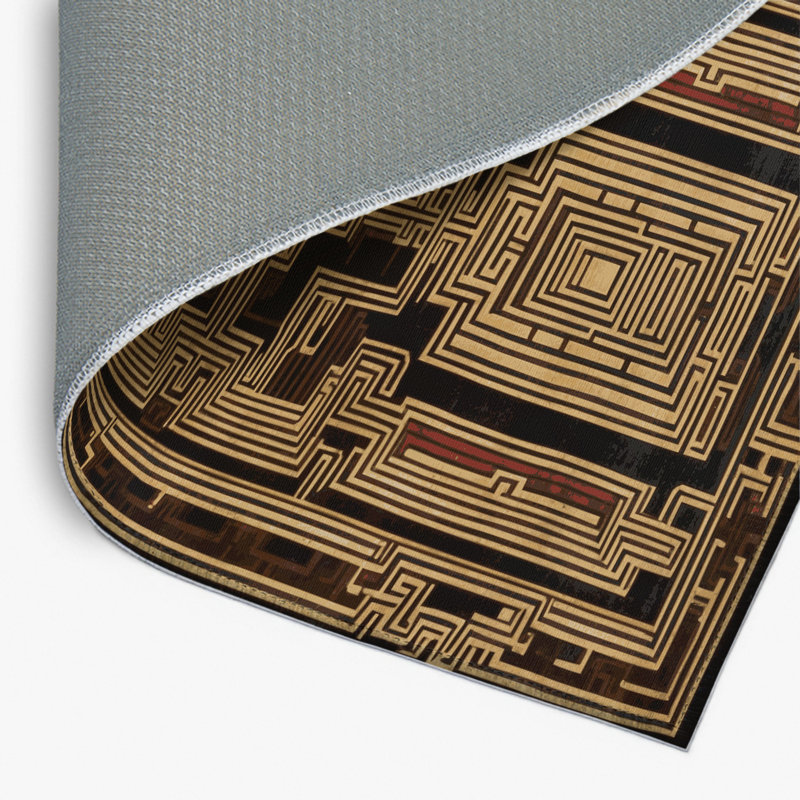 Tapis noir intérieur et extérieur ArtDeco, Rectangulaire 8 pi x 10 pi