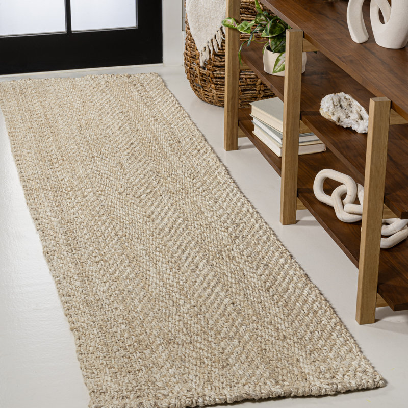 Tapis ivoire tissé à la main Helia, Tapis de couloir 2 pi 2 po x 8 pi