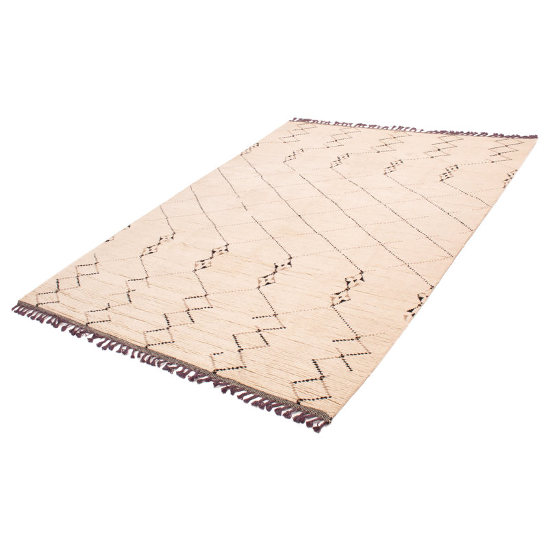 Tapis unique en laine noué à la main 7 pi 11 po x 10 pi 11 po nouvel âge Hedon en noir / crème / taupe