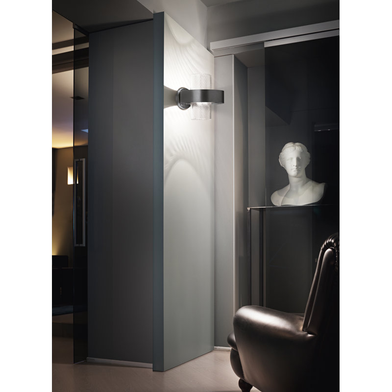 Armonia Wall Lamp 14 Fume' Rombi Matt Black Nickel E12 Ul, Matte Black Nickel, Dark Amber Striped