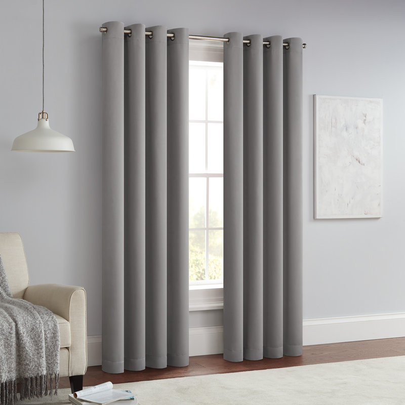 Eclipse Solid Thermapanel Grommet Energy Saving Room Darkening Curtain Panel, 54" W x 84" L, Grey