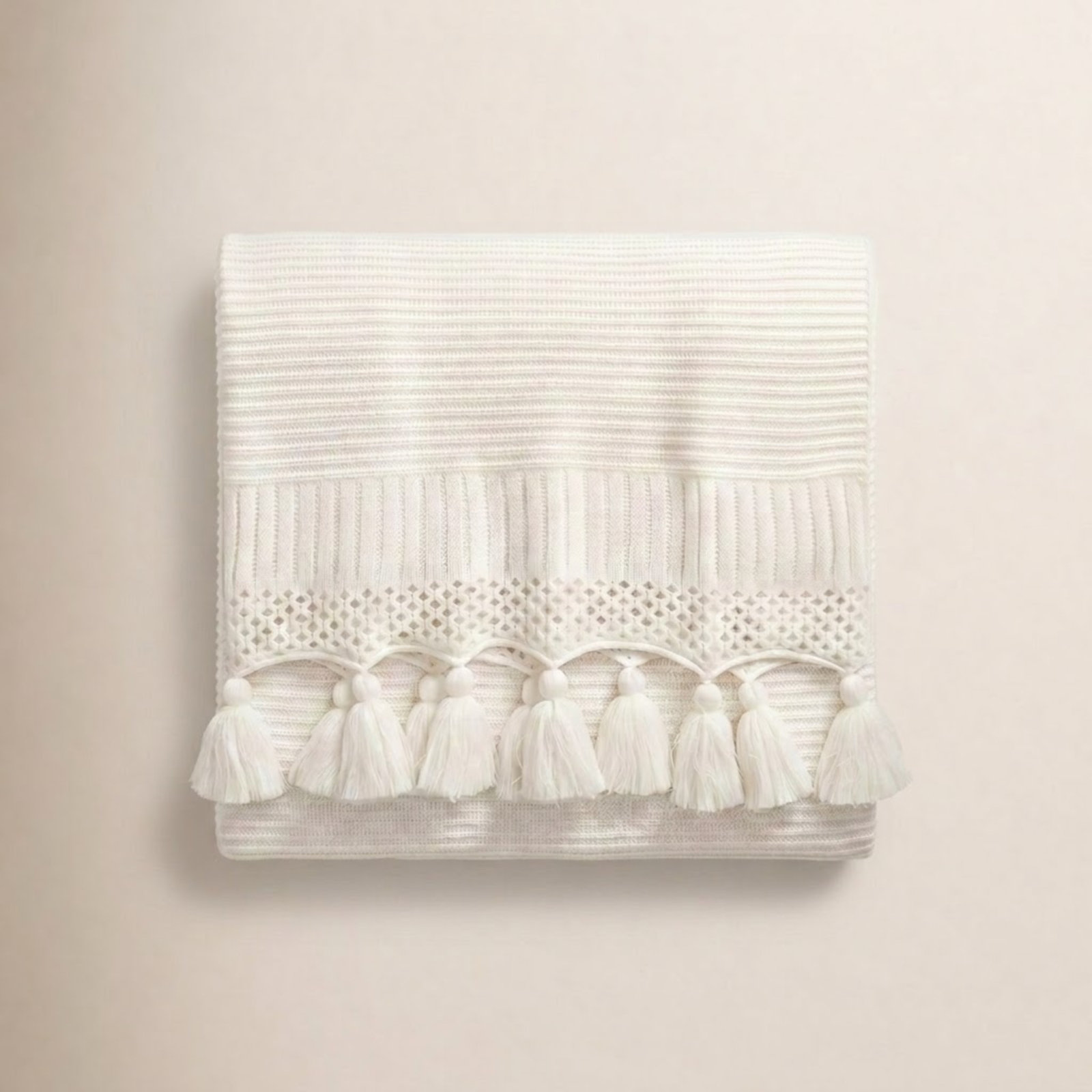 Shafira Knit Throw Blanket, Ivory
