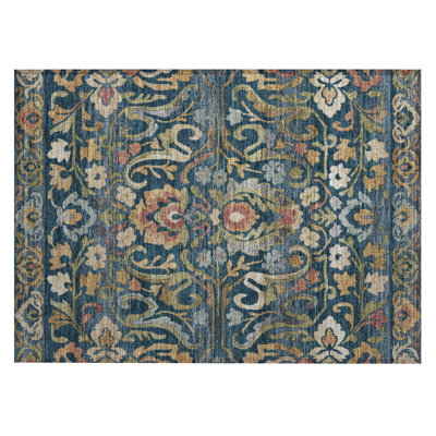 Machine Washable Indoor/Outdoor Husby ACN2193 Floral Rug