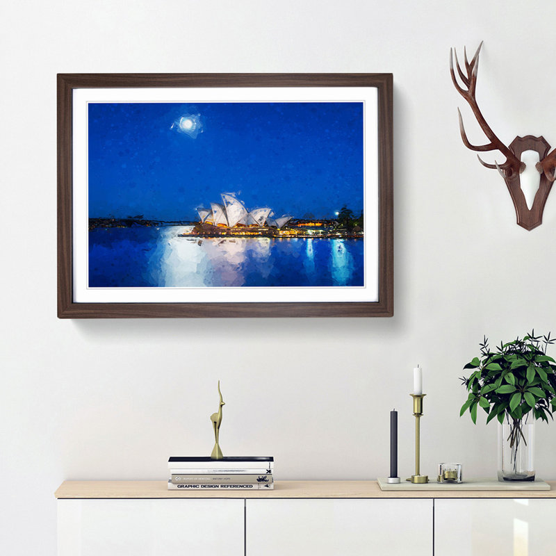 Sydney Opera House in Abstract - Framed Print, 27cm H x 36cm W x 2cm D, Walnut Framed