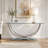 Amelia Chrome Rectangular U-Shaped Glass Top Coffee Table