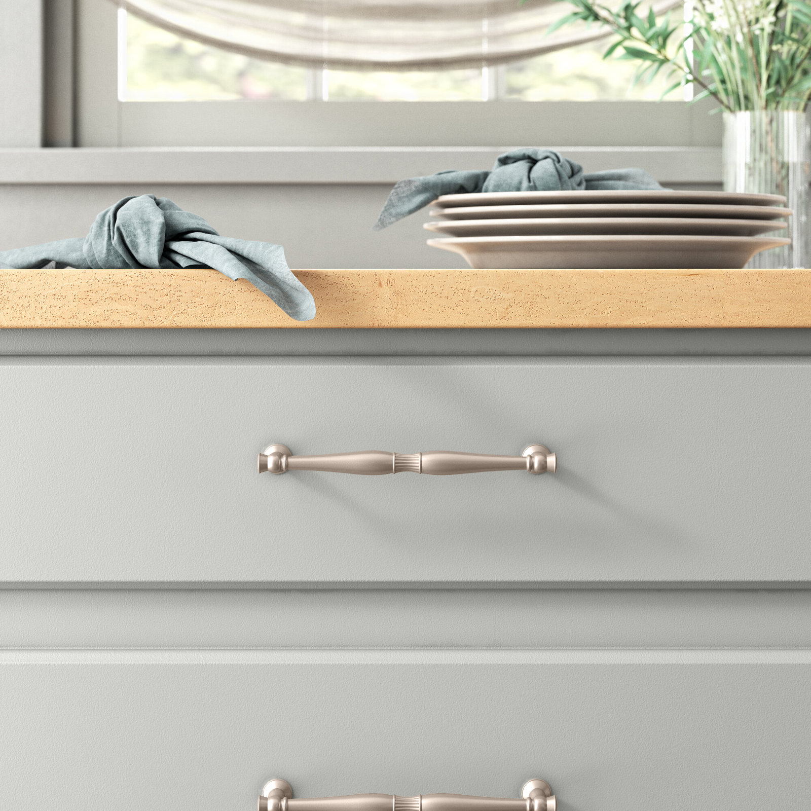 Crawford Bar Cabinet Pull, Satin Nickel, 6.31"
