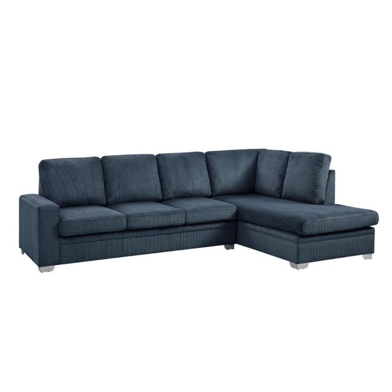 Alcott Corner Sofa, Blue Corduroy, Right Hand Facing