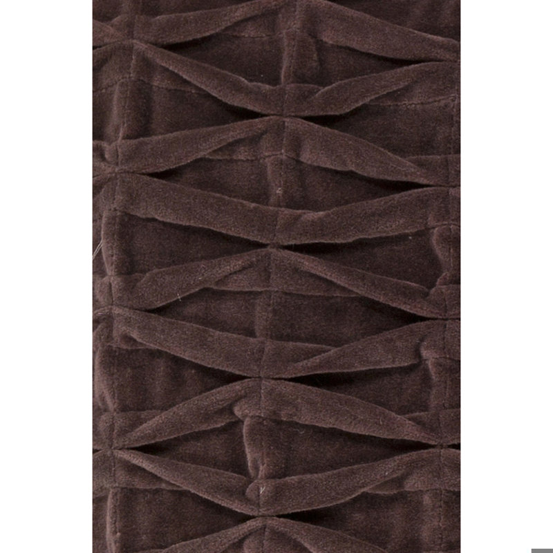 Velvet Removable Cover Pillow Throw Authentic Handmade Square Polyester Fill Brown Non-Reversible Geometric With Brown Cotton Backing