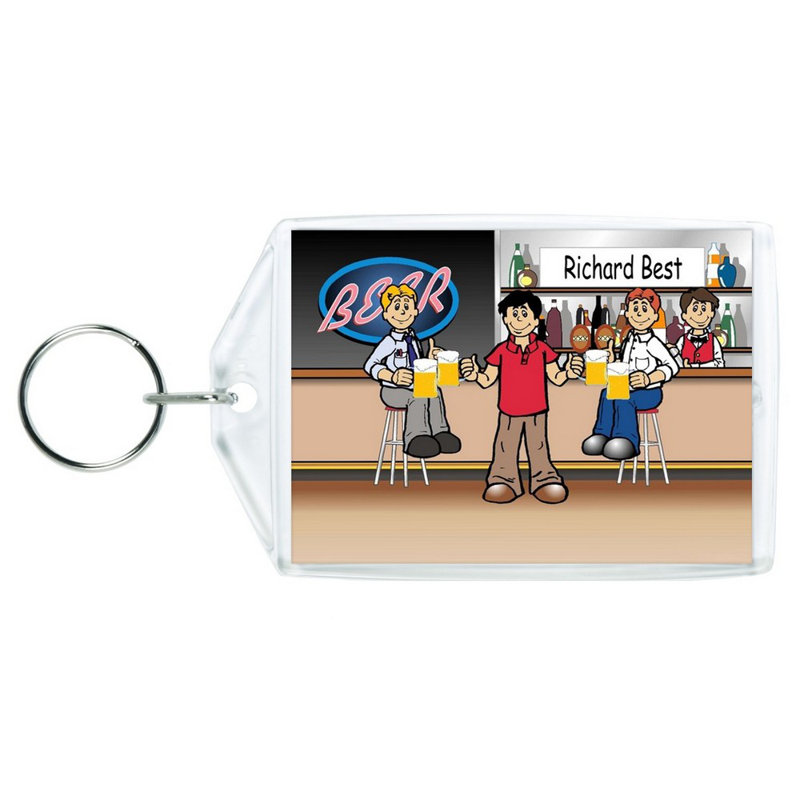 Personalized Beer Drinker Male Acrylic Key Chain