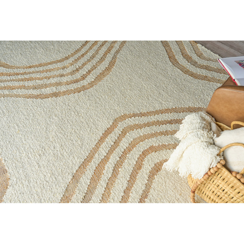Pompano Hand Woven Wool/Jute IVORY/Cream/Beige Area Rug, 12'X15'