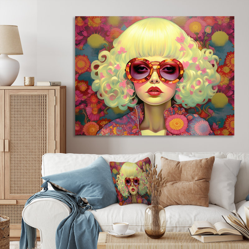 «Retro Cool Discopunk Queen» sur toile, H 34 po x l 44 po x P 1,5 po, Toile tendue