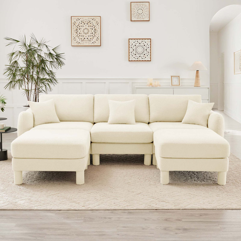 Canapé 3 places rembourré Boucle, Beige