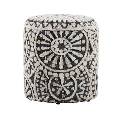 Coffre de rangement en laine noire tissée à la main de 45,7 cm (18 po), style noué, couvercle amovible, usage intérieur, limite de poids de 113 kg (250 lb), design avec couvercle de rangement, polyvalent, aucun assemblage requis