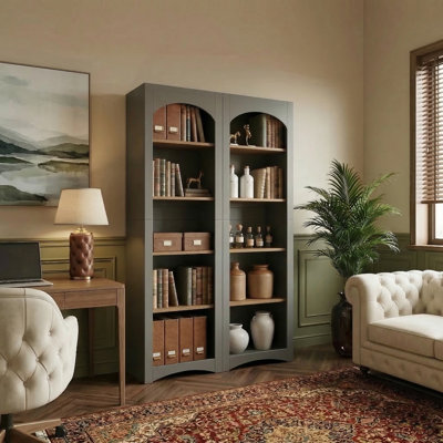 72'' Tall Storage Cabinet with Adjustable Shelves, Modern Bookshelf for Living Room, Kitchen & Office, Gray