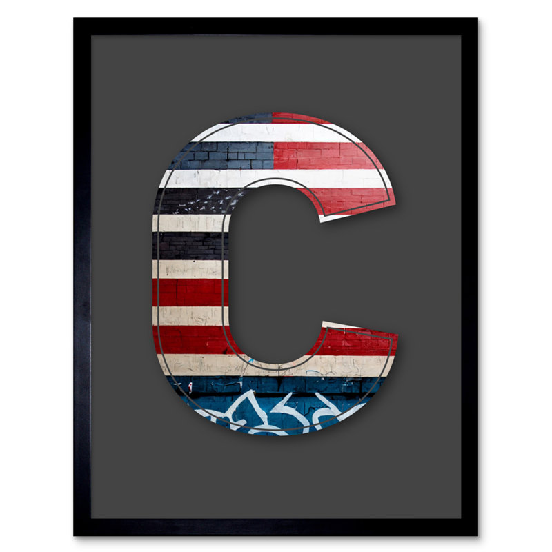 Letter C USA American Flag by Sha & Koko - Single Picture Frame Print