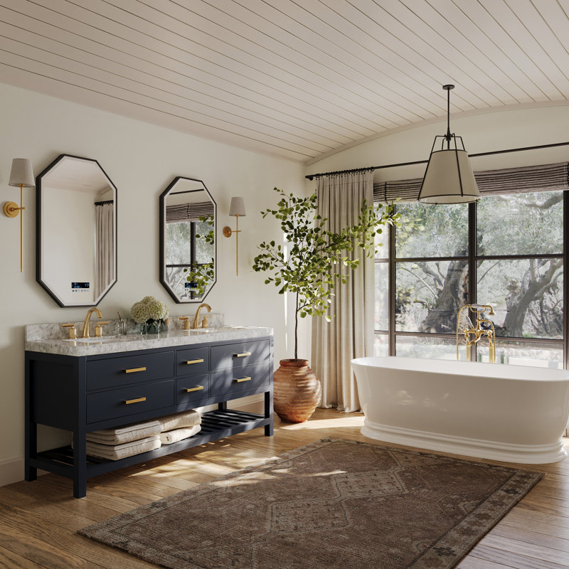 Elizabeth 72'' W Double Vanity, Heritage Blue | Brushed Gold