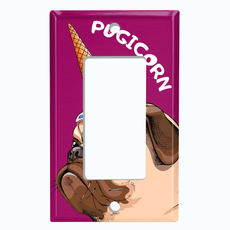 Plaque murale berçante 1 bande Pugicorn Dog