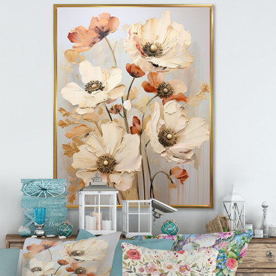 Beige Poppy Meadow Melody, reproduction d'art sur toile