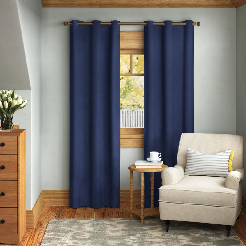 Microfiber Blackout Grommet Curtains, Solid Thermaback Window Curtains