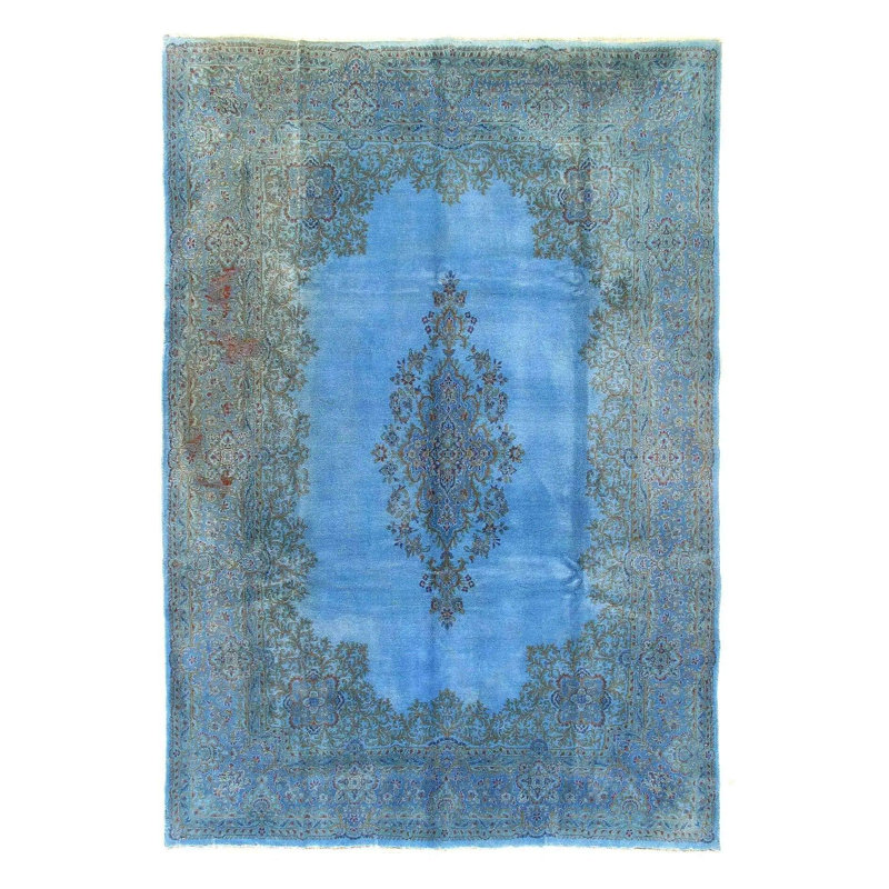 Tapis bleu uni en laine / coton de couleur unie 8 pi 5 po x 12 pi 2 po Welsey