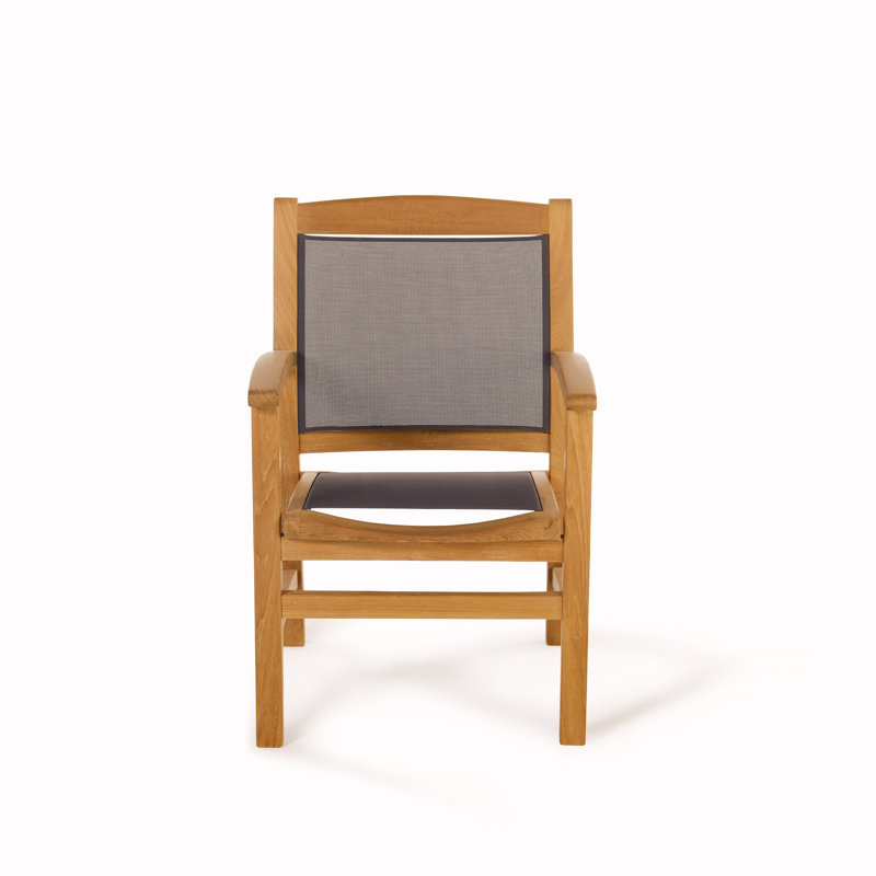Colorado Teak and Textilene Park Armchair with Curved Back