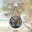 Arbre de vie en verre teinté Suncatcher suspendu, panneau de verre coloré décor de capteur de soleil avec chaîne pour la maison et la fenêtre